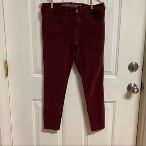 American Eagle maroon AEO sateen Jegging - size 6